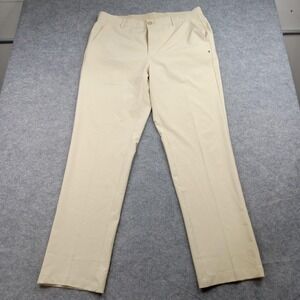 1764 Golf Pants Mens 34x30 Beige Khaki Signature Dress Chino Stretch Flat Front
